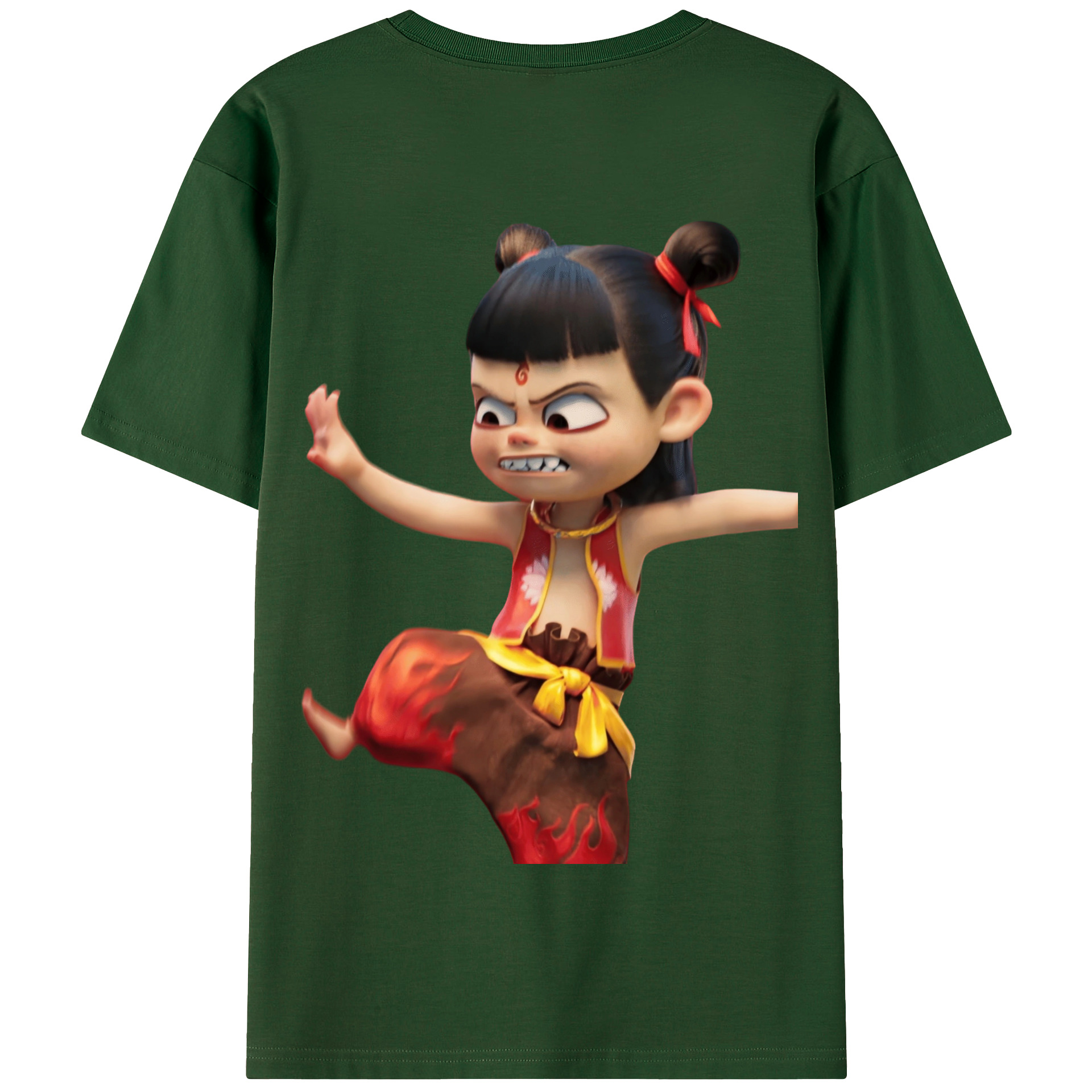 （画像用） Ne Zha 2 ナタ 魔童の大暴れ 綿100％半袖Tシャツ（背面プリント）